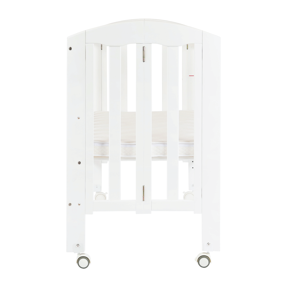 Baby Star Easi Foldable Baby Cot with 2" Mattress - White / New Zealand Pine