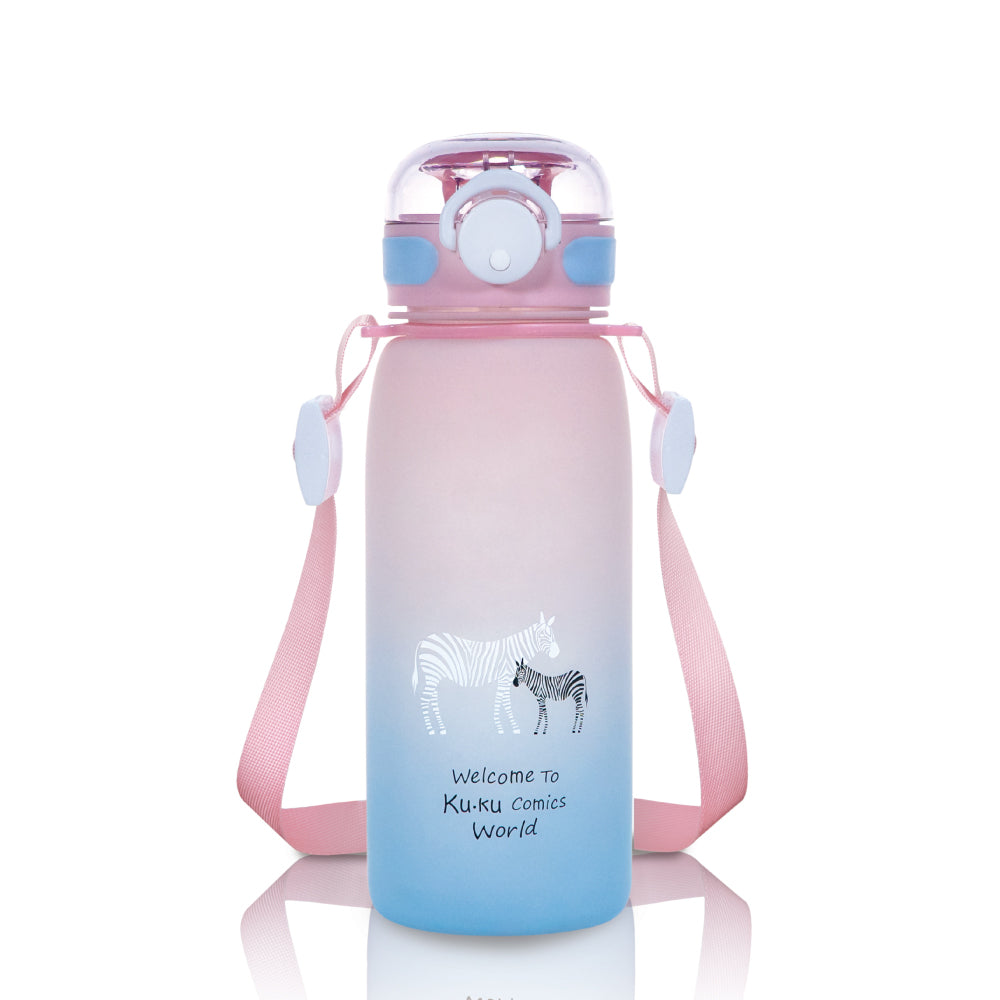 KUKU Leakproof Lid, Straw Water Bottle 550ml - Blossom Pink