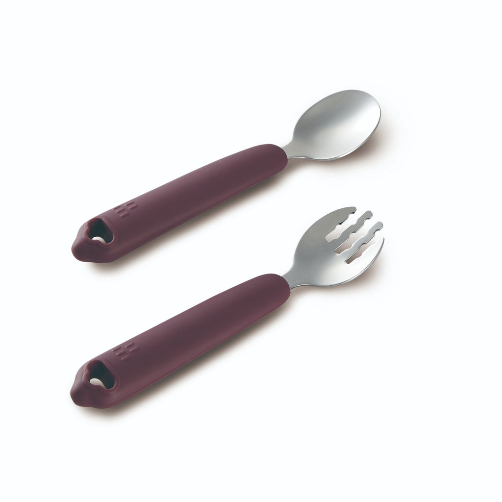 KUKU PLUS Silicone Stainless Steel Spoon & Fork - Lilac