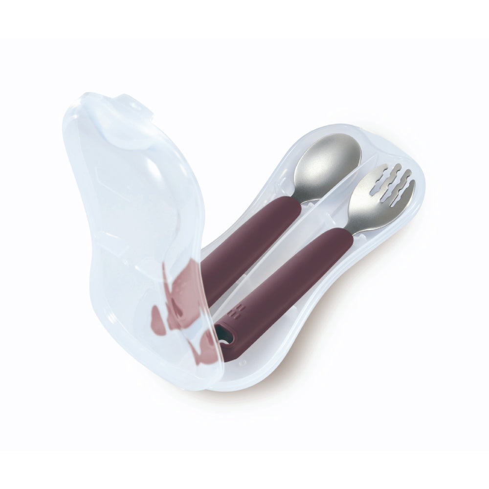 KUKU PLUS Silicone Stainless Steel Spoon & Fork - Lilac