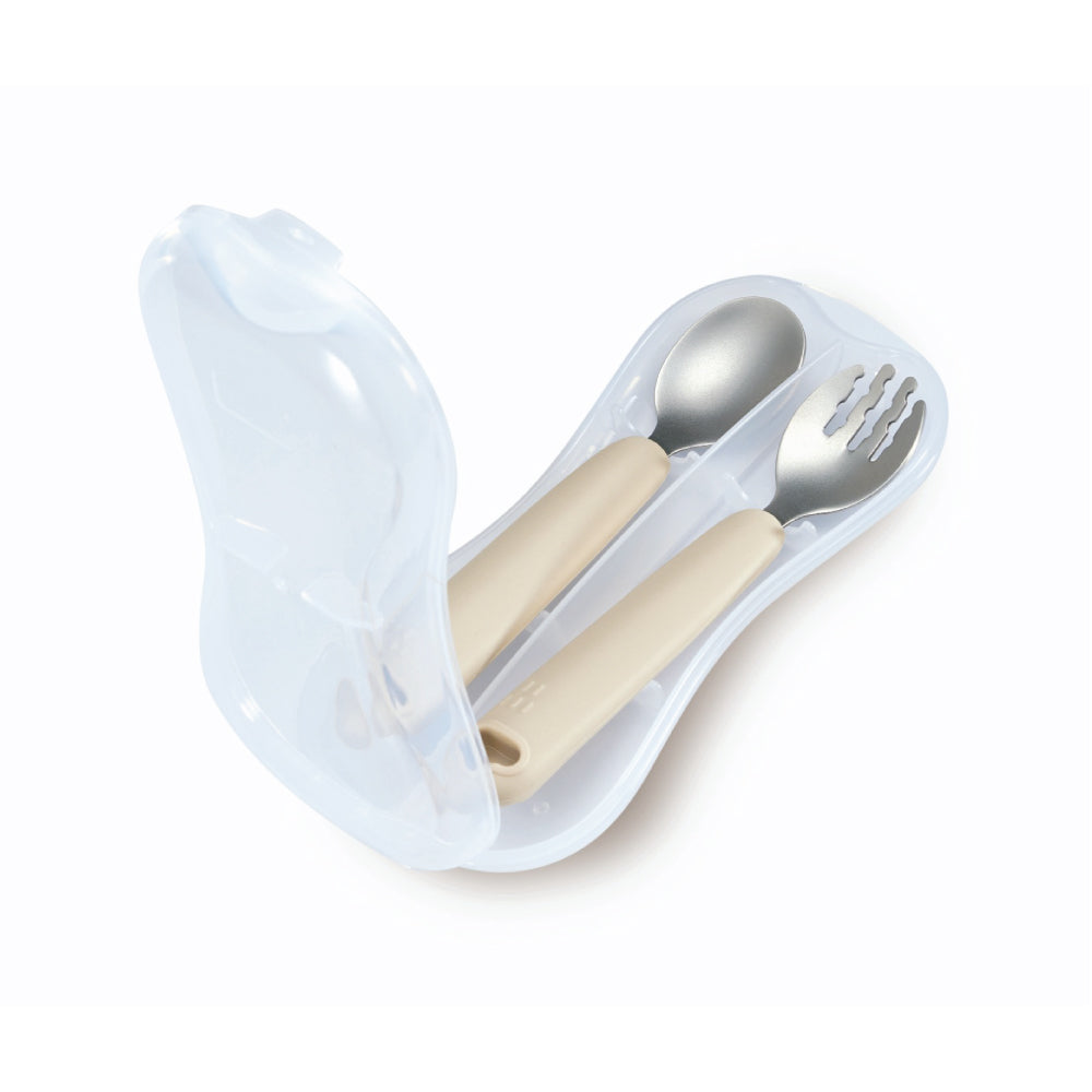 KUKU PLUS Silicone Stainless Steel Spoon & Fork - Earl Grey